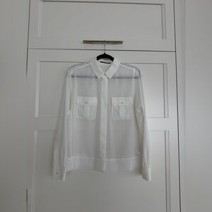 Luisa Cerano…White Sheer Button-Up Shirt